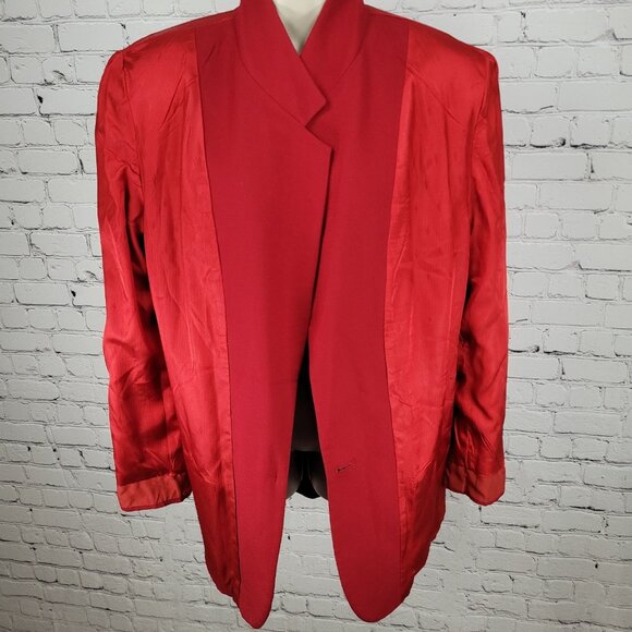 VTG Talbots Red 100% Worsted Wool Gold Button Blazer Jacket USA Made Size 16 - Picture 7 of 15